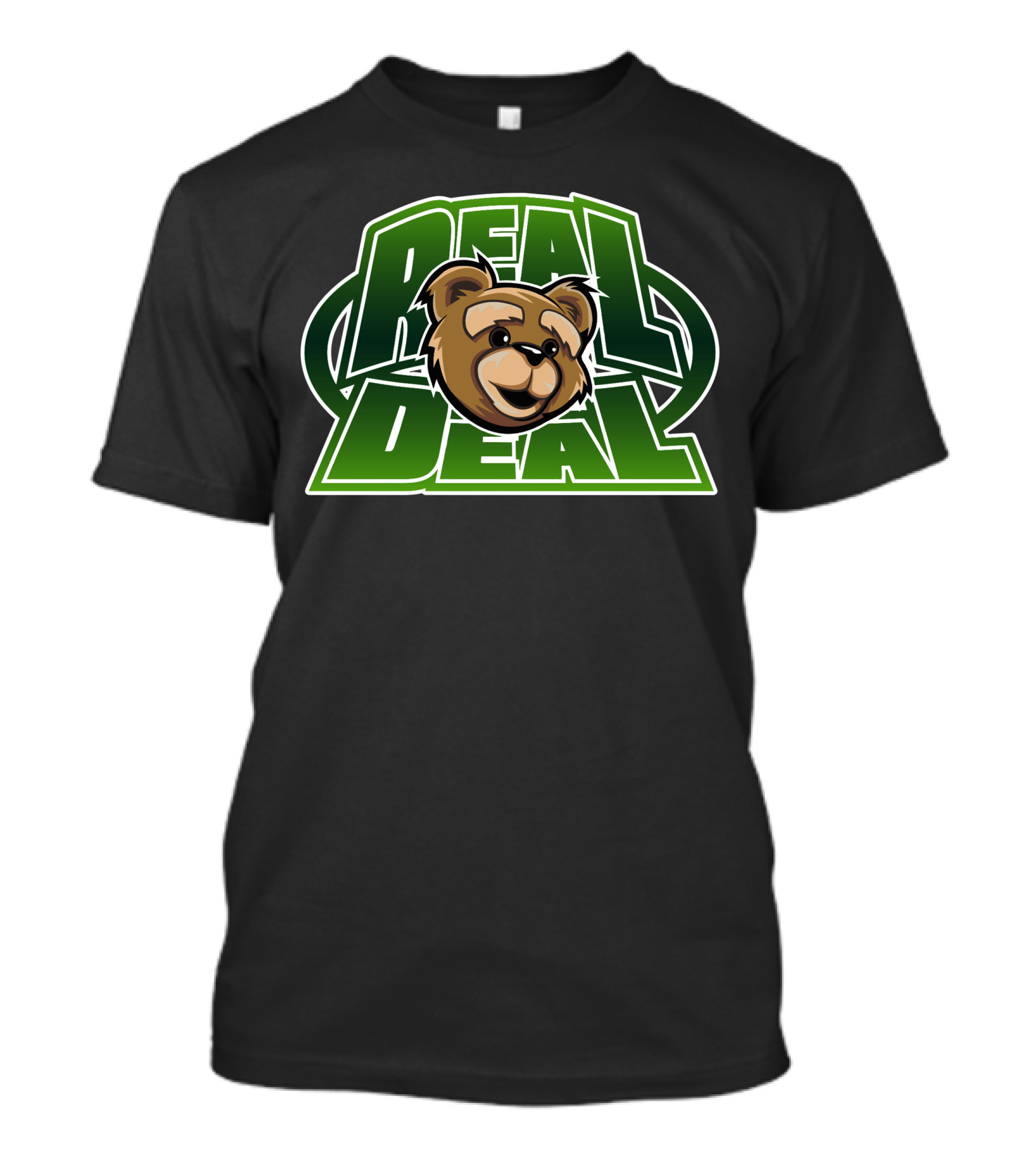 REAL DEAL BEAR LOGO GREEN LETTERING T-Shirt