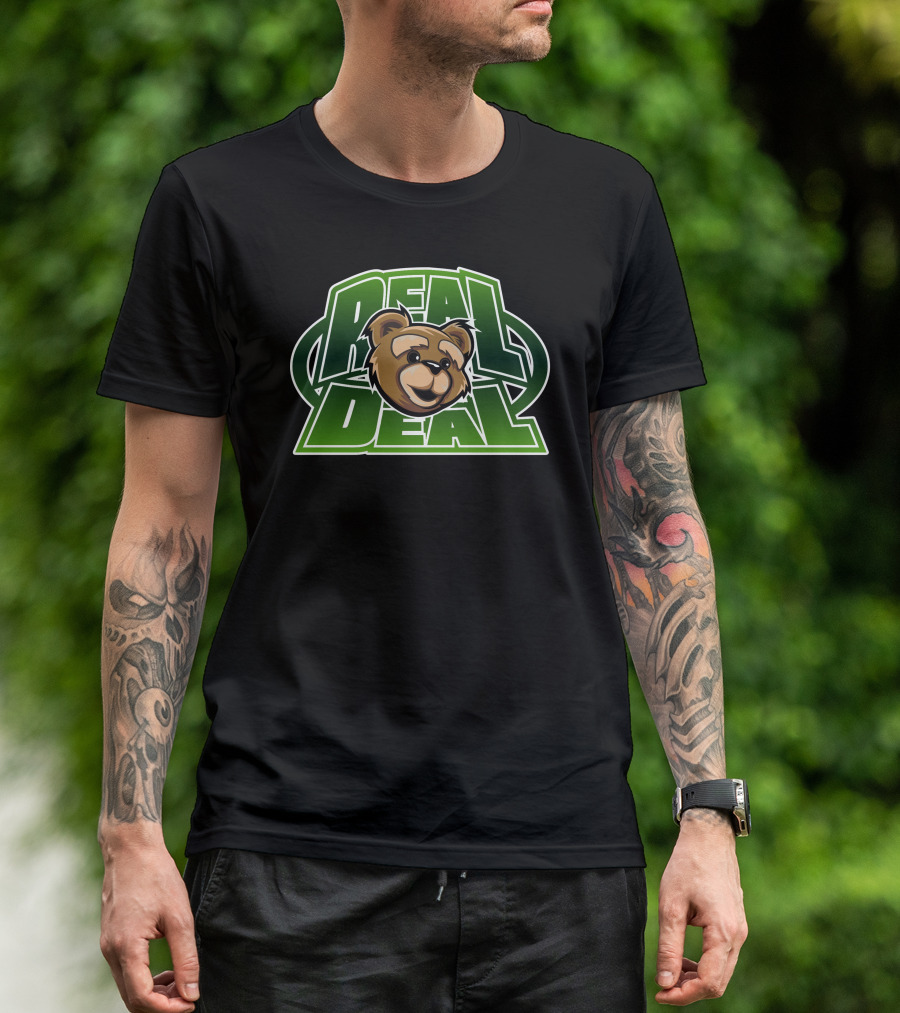 REAL DEAL BEAR LOGO GREEN LETTERING T-Shirt