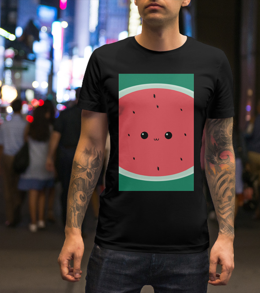 Kawaii Watermelon Slice Cute Face T-Shirt