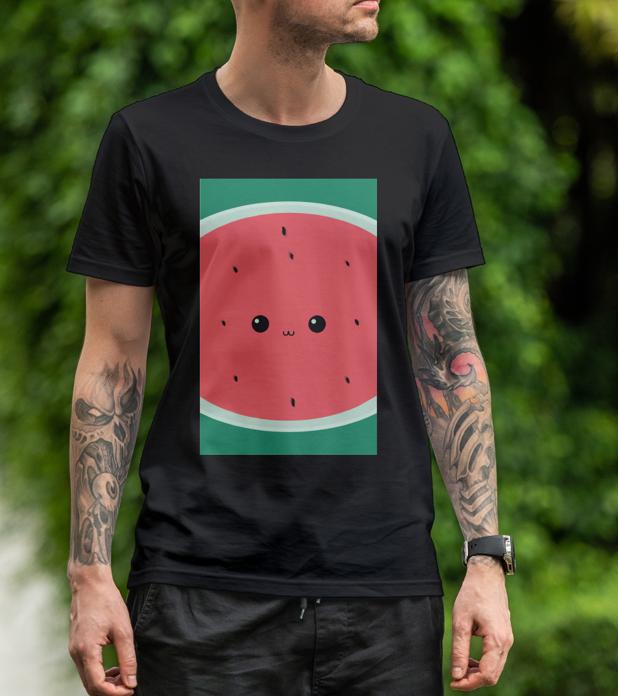 Kawaii Watermelon Slice Cute Face T-Shirt