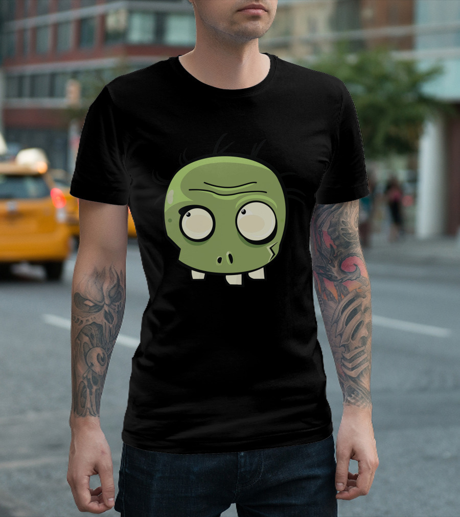 Zombie Cute Cartoon Kawaii Style Green Head T-Shirt