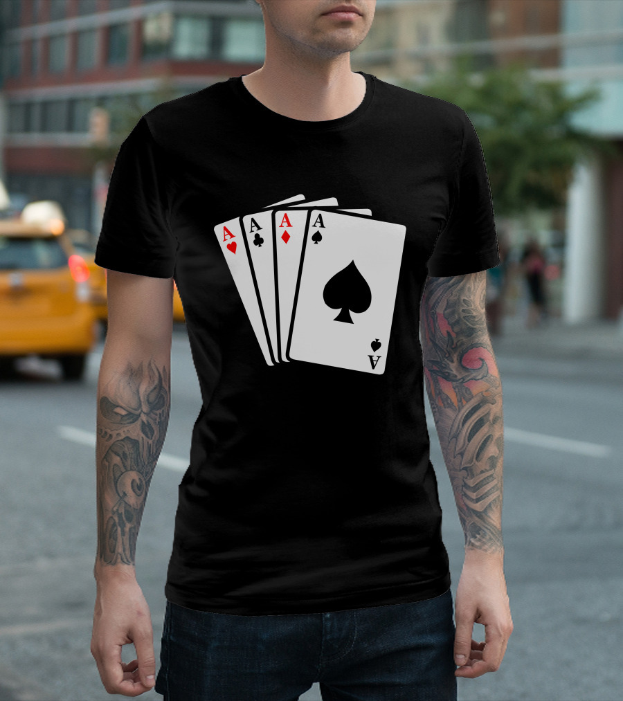 Remi Four Aces Spade Heart Club Diamond Playing Cards T-Shirt