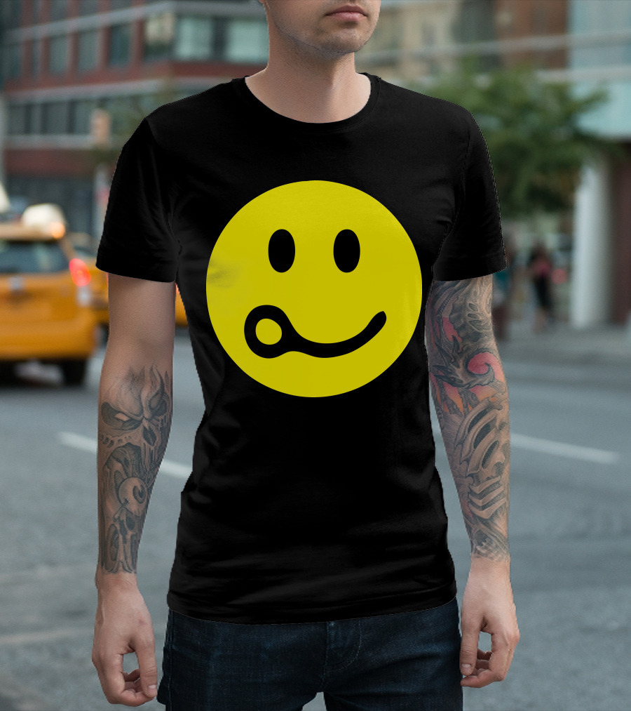 Skydiving Face Yellow Smiley Tongue Out T-Shirt