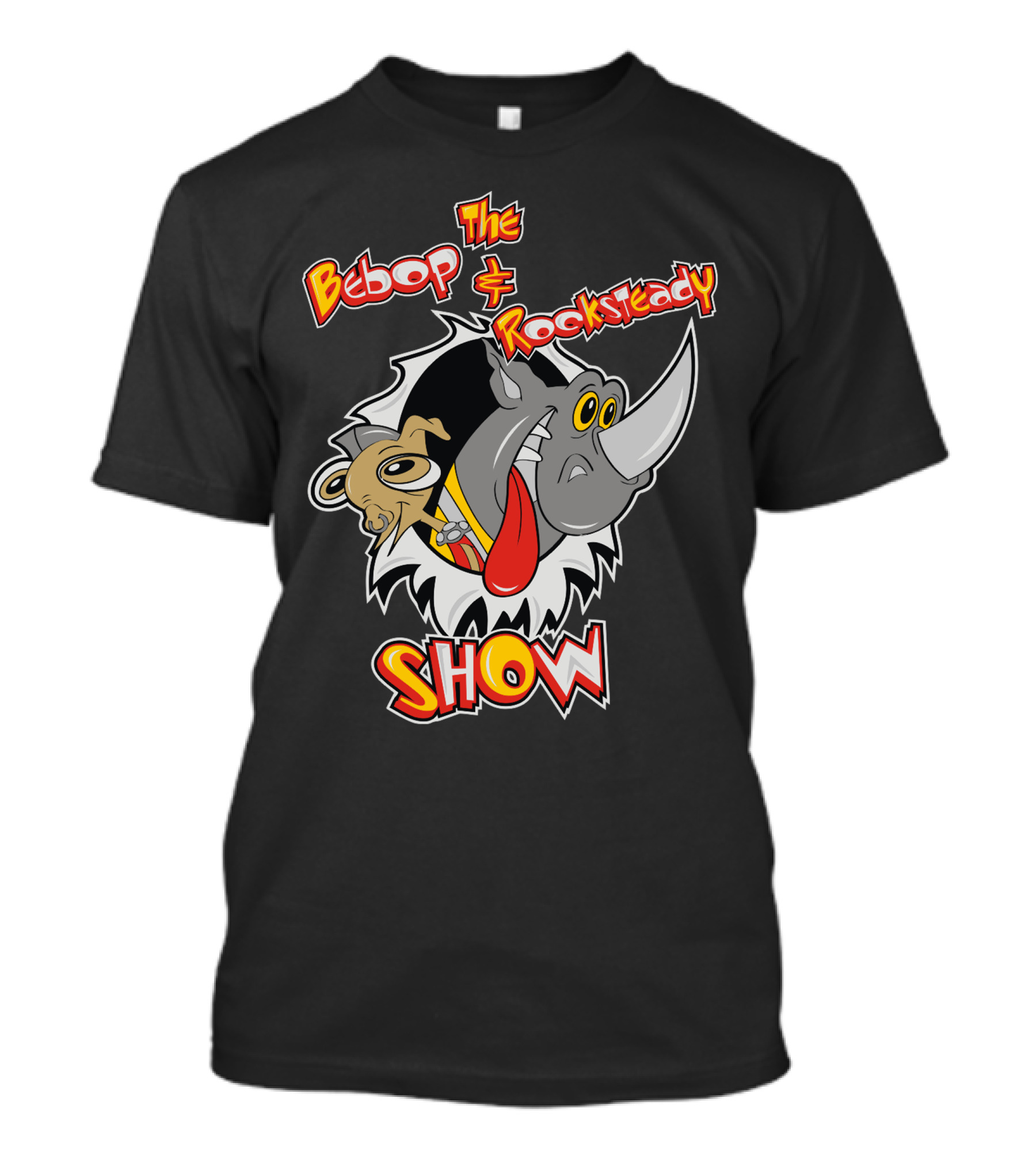 The Bebop And Rocksteady Show Cartoon Characters In Bold Colors T-Shirt