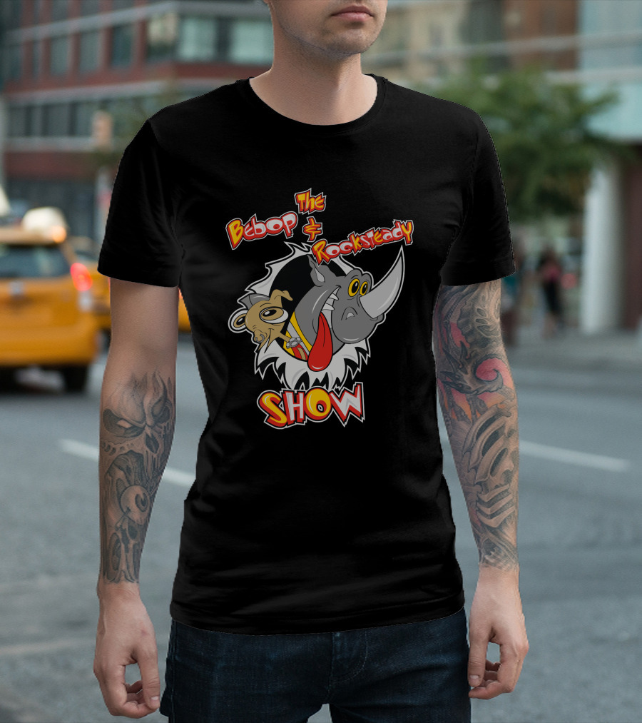 The Bebop And Rocksteady Show Cartoon Characters In Bold Colors T-Shirt
