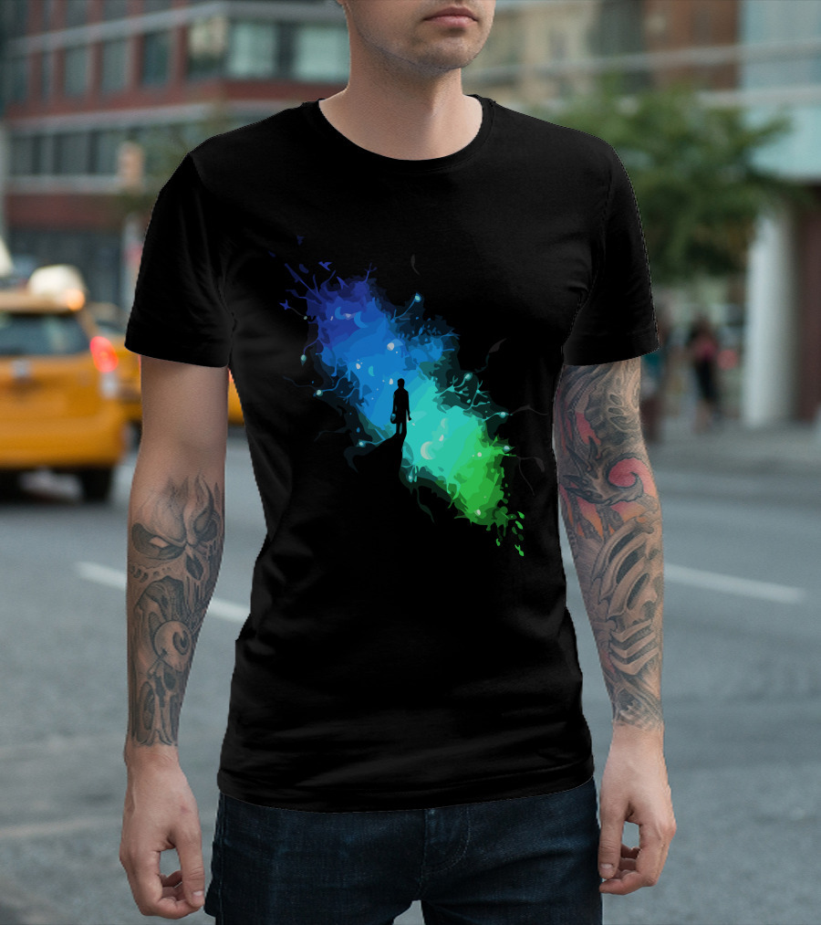The Birthplace Of Inspiration Silhouette in Cosmic Color Burst T-Shirt