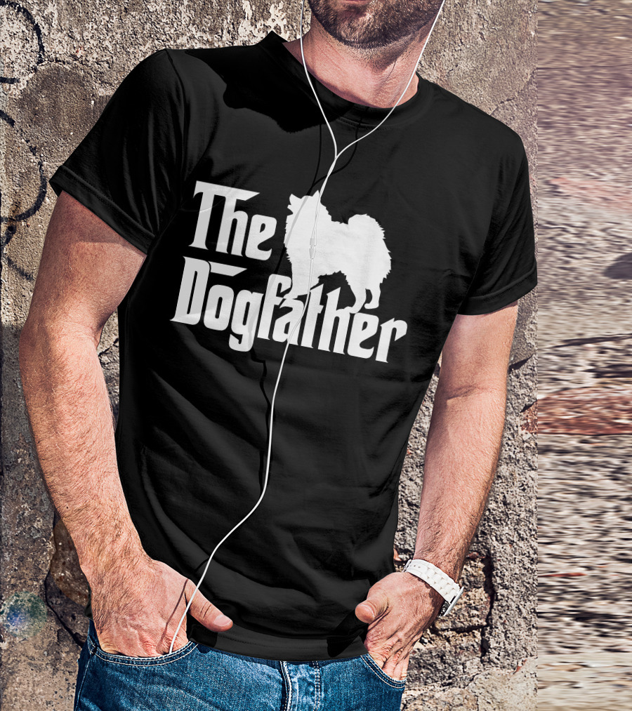 The Dogfather White American Eskimo Dog Silhouette Iconic T-Shirt