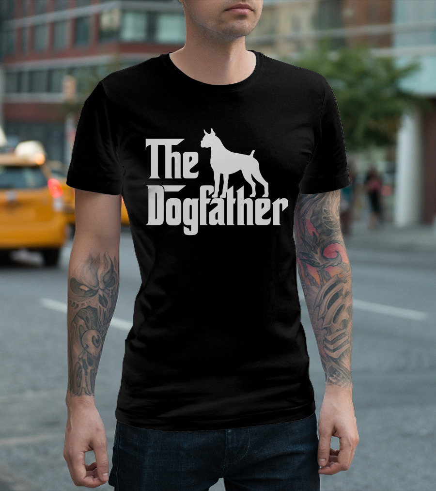 The Dogfather Boxer White Graphic Style Text with Boxer T-Shirt