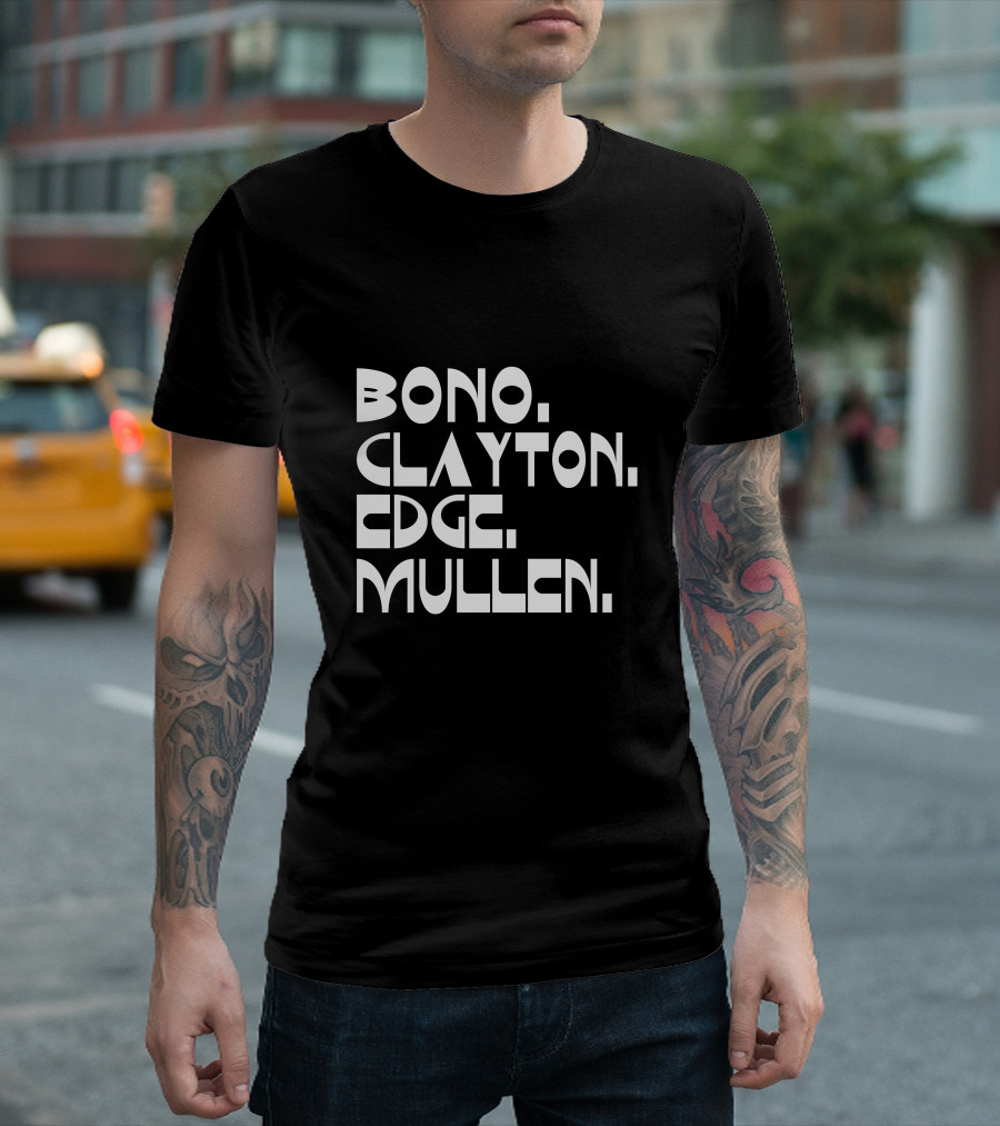 U2 Band Members Bono Clayton Edge Mullen Names Text T-Shirt