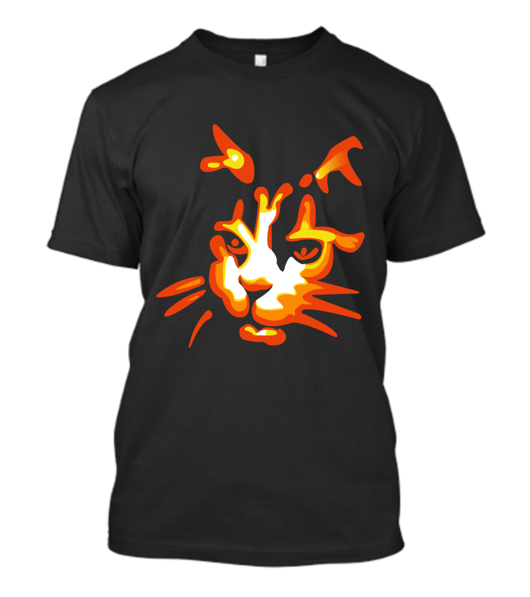 Glowing Halloween Cat Face In Fiery Colors T-Shirt
