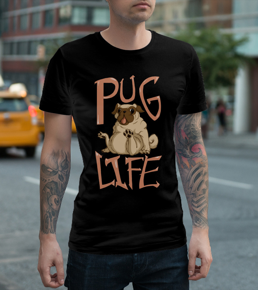 Pug Lifee Playful Cartoon Pug T-Shirt