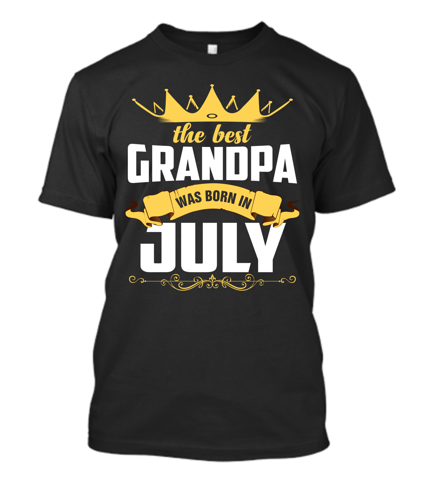 The Best Grandpa Crown Banner Celebrating July Birthdate T-Shirt
