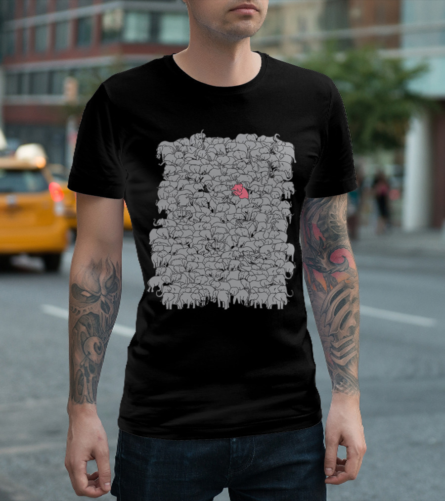 The Pink Pachyderm Among Grey Elephants T-Shirt