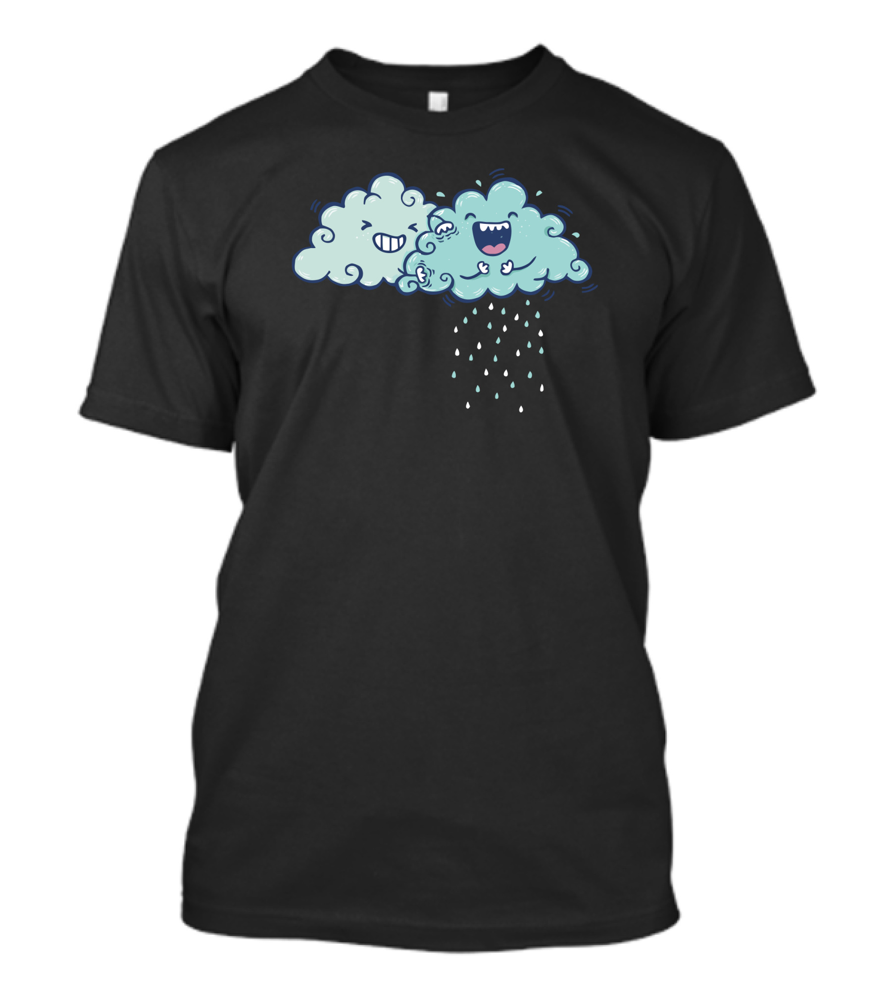 Tickles To Tinkles Funny Rainclouds With Laughing And Rain Droplets T-Shirt