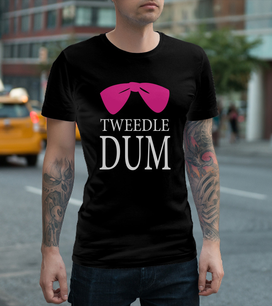 Tweedle Dum Pink Bow Maroon T-Shirt