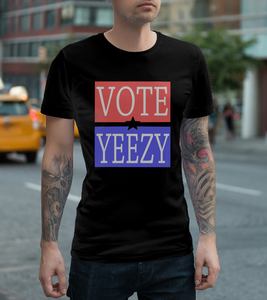 VOTE YEEZY Star Split In Red And Blue T-Shirt