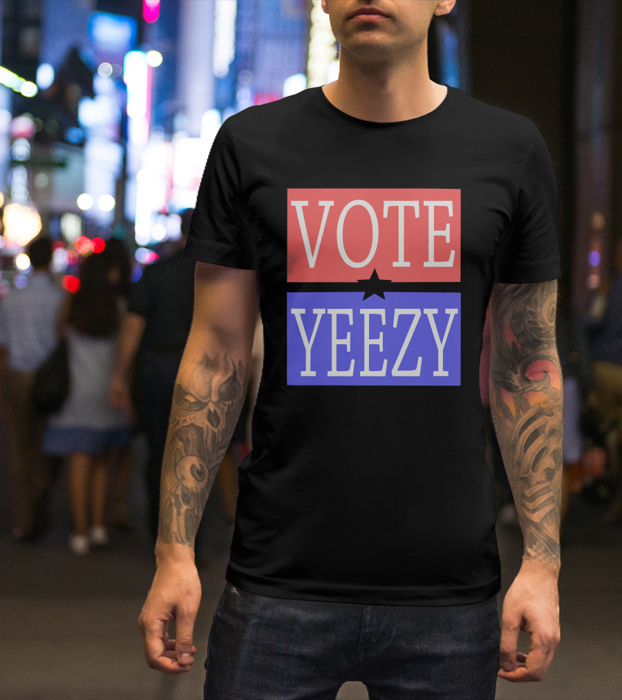 VOTE YEEZY Star Split In Red And Blue T-Shirt