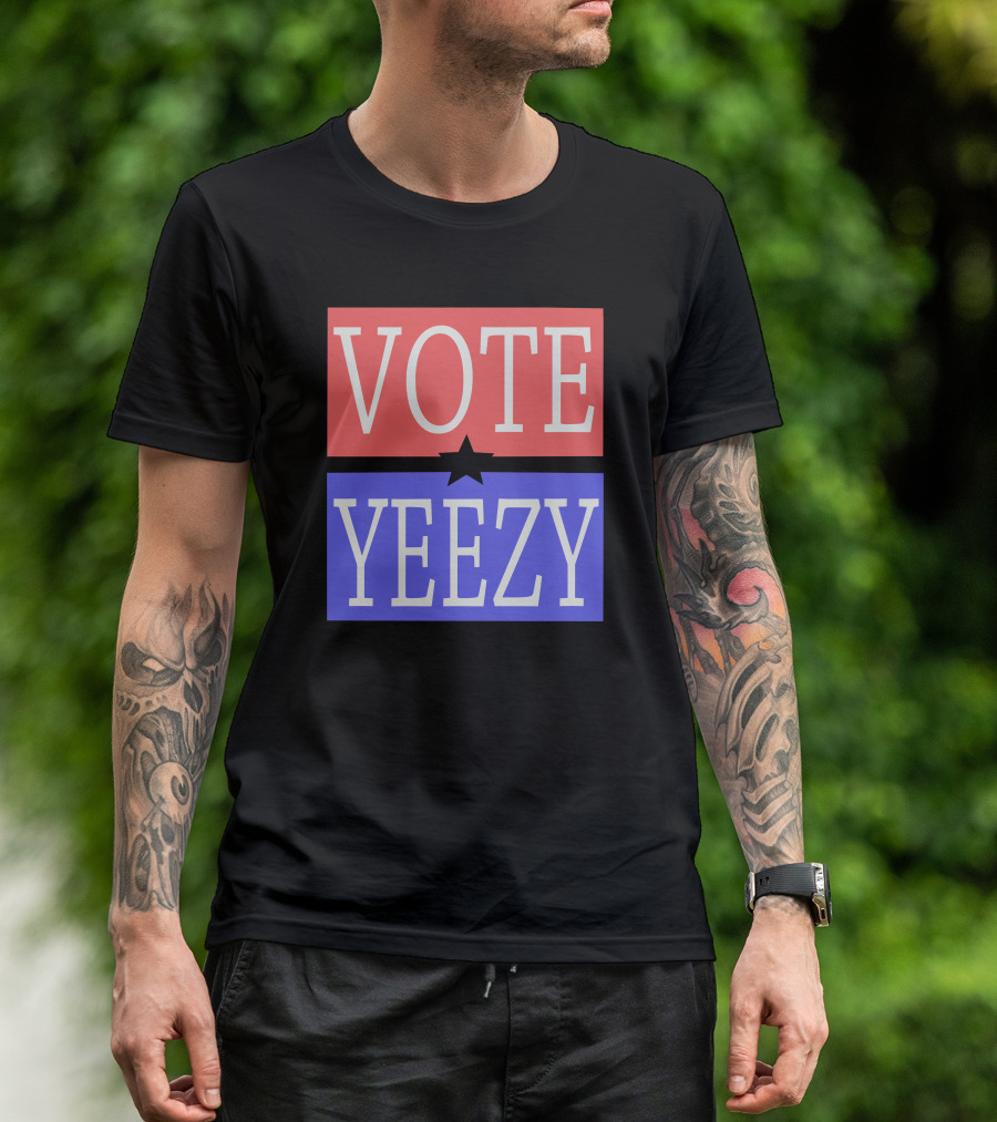 VOTE YEEZY Star Split In Red And Blue T-Shirt
