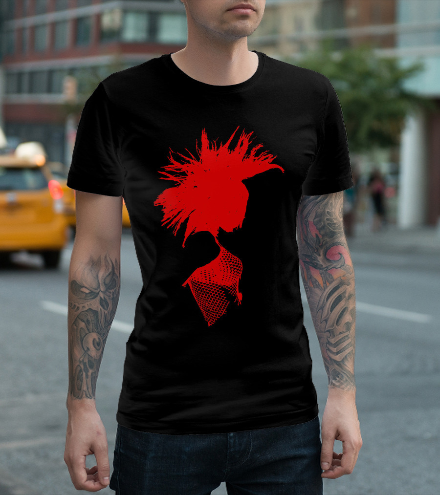 Deathawk Mohawk Punk Silhouette Red T-Shirt