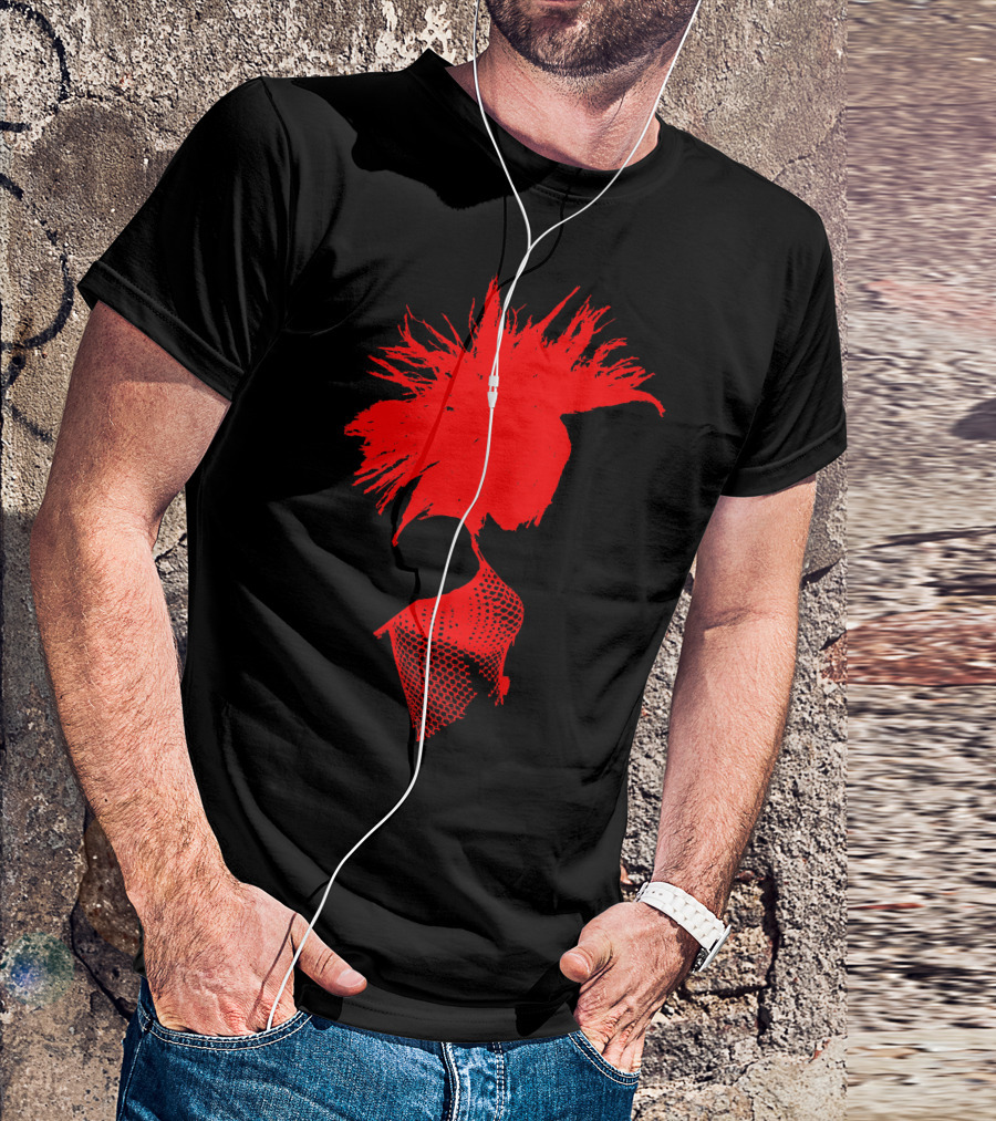 Deathawk Mohawk Punk Silhouette Red T-Shirt