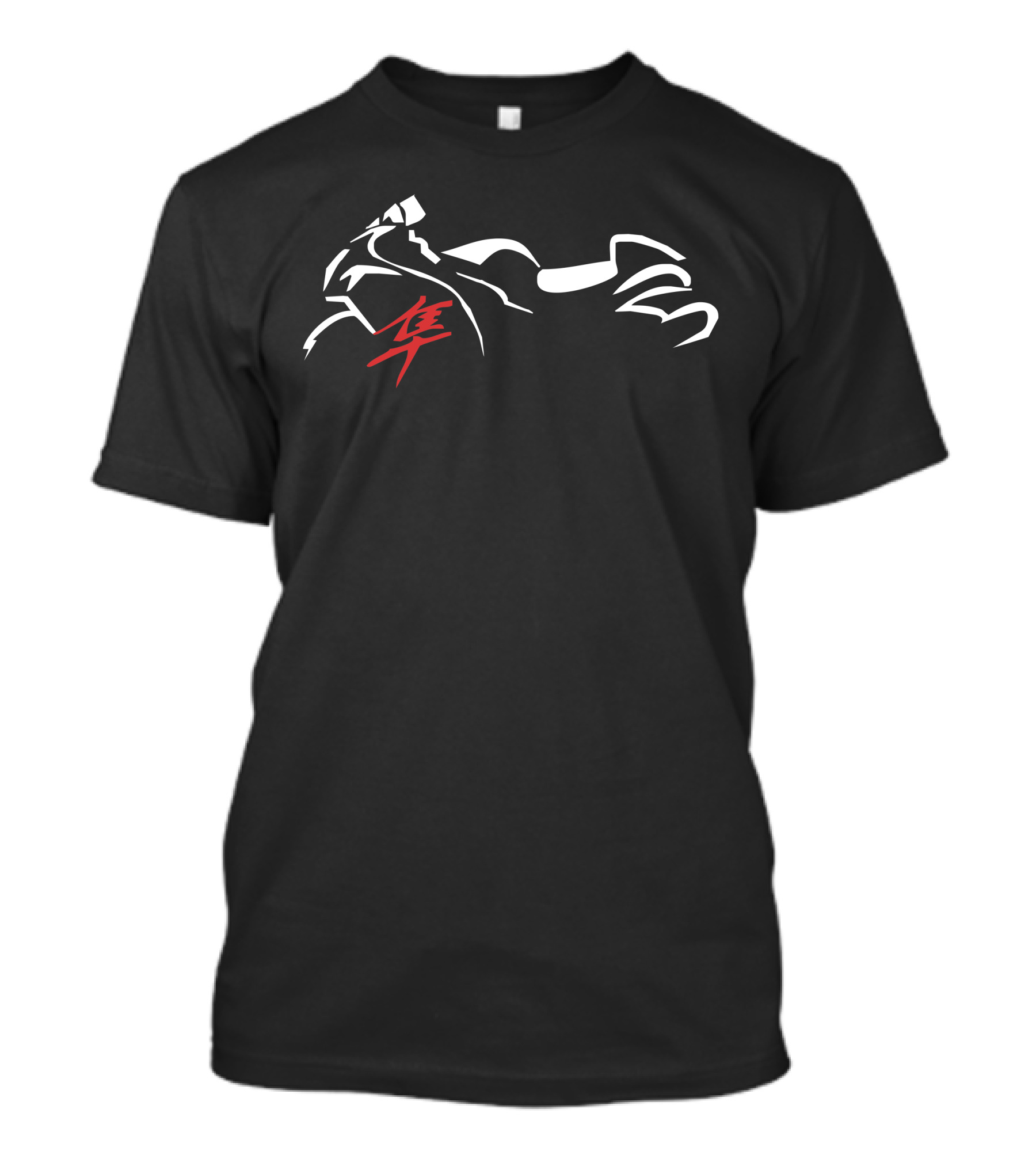 Hayabusa Sport Motorcycle Silhouette With Red Kanji T-Shirt