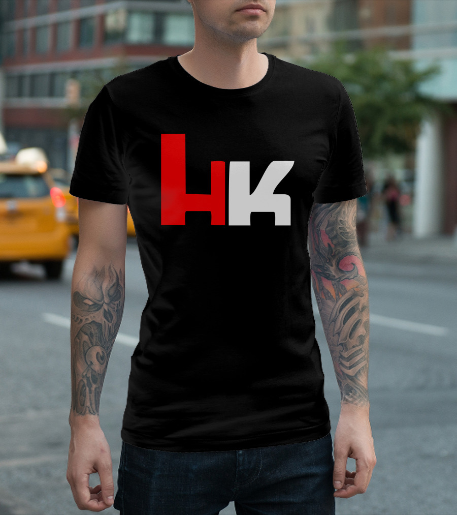 HK Heckler And Koch Firearms Logo Monochrome Contrast T-Shirt