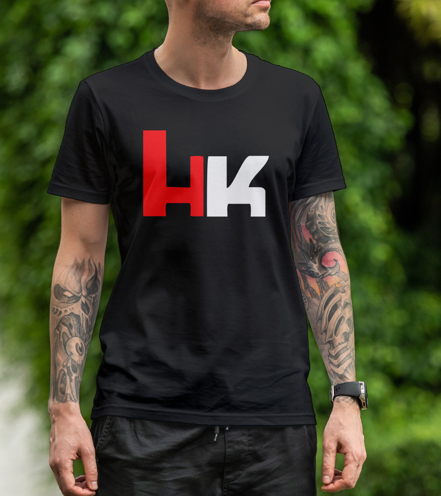 HK Heckler And Koch Firearms Logo Monochrome Contrast T-Shirt
