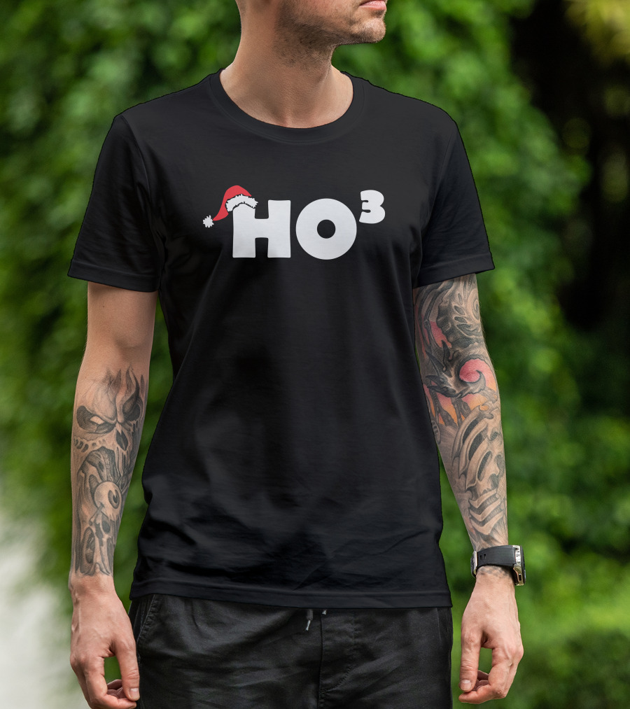 Ho Ho Ho Cubed Santa Hat Christmas Pun T-Shirt