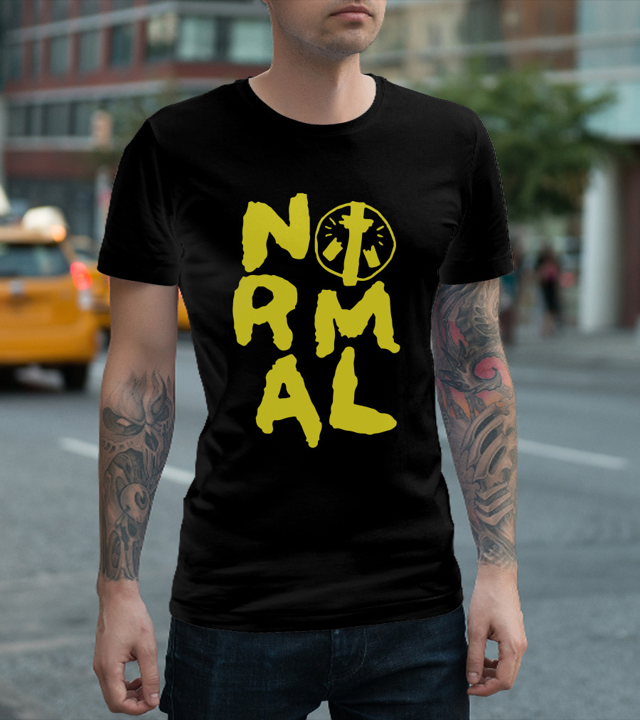 Normal Homeless Cross Circle Symbol Yellow T-Shirt