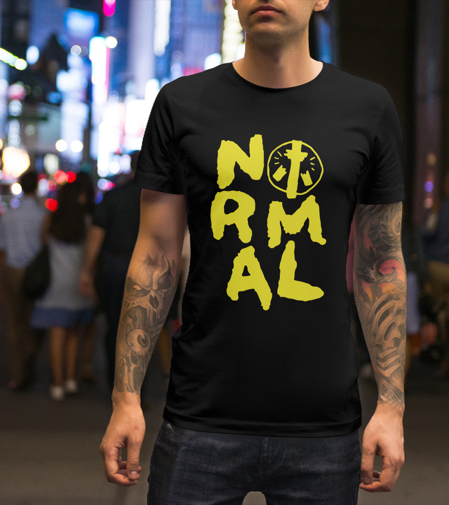 Normal Homeless Cross Circle Symbol Yellow T-Shirt