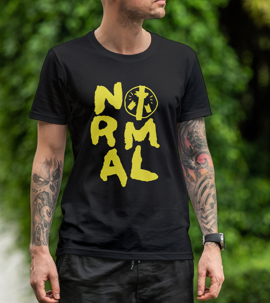 Normal Homeless Cross Circle Symbol Yellow T-Shirt