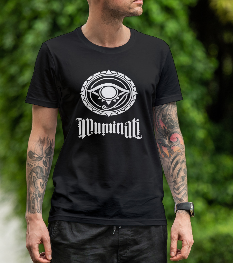 Illuminati All-Seeing Eye Symbol Gothic Font T-Shirt