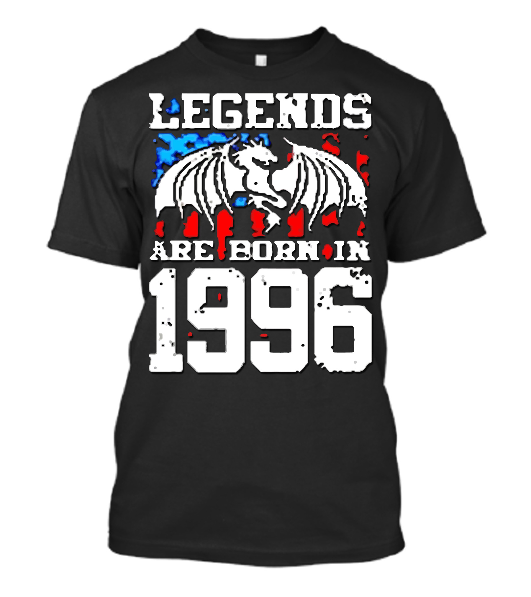 LEGENDS ARE BORN IN 1996 Dragon Wing Symbol Red White And Blue T-Shirt