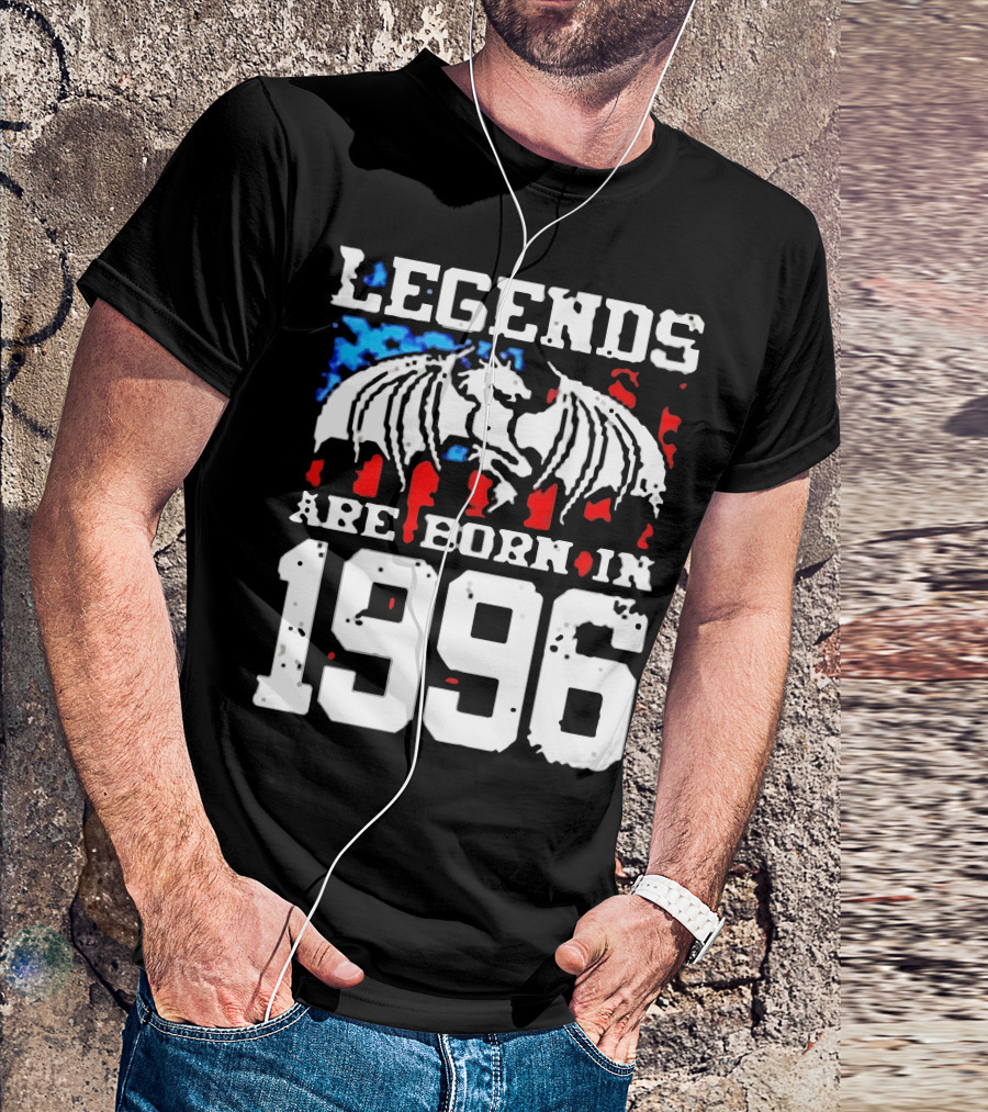 LEGENDS ARE BORN IN 1996 Dragon Wing Symbol Red White And Blue T-Shirt