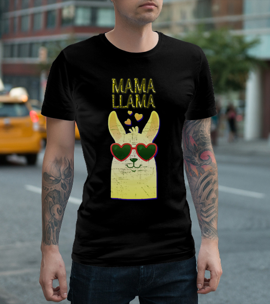 MAMA LLAMA Heart Sunglasses and Cute Yellow Hearts T-Shirt