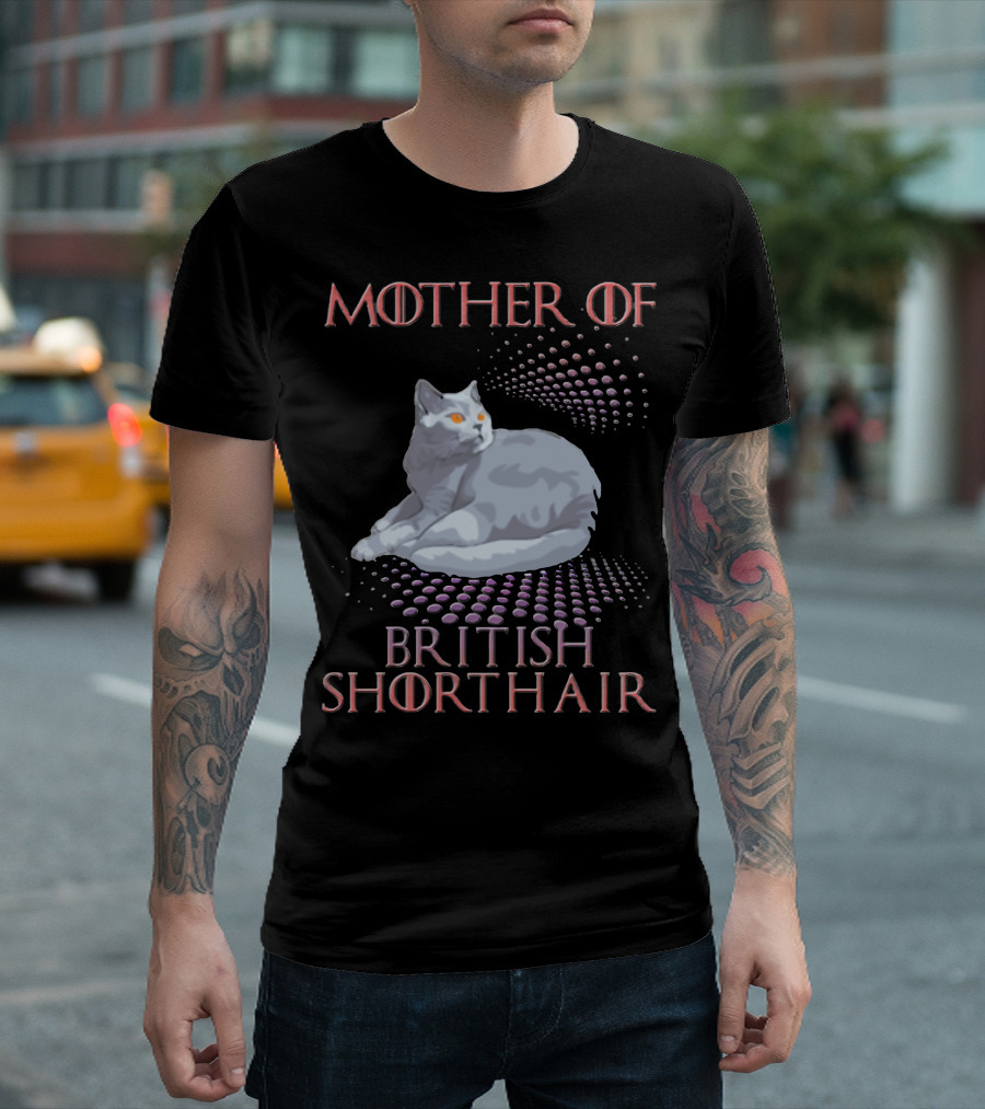 Mother Of British Shorthair Cat With Orange Eyes And Dot T-Shirt