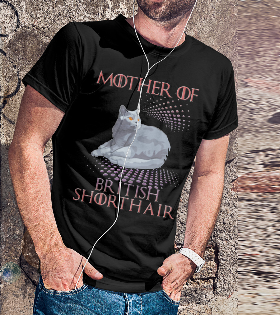 Mother Of British Shorthair Cat With Orange Eyes And Dot T-Shirt