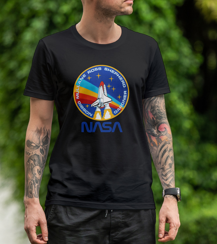 NASA Space Shuttle Mission Patch Mullane Ross Shepherd Gibson Gardner T-Shirt