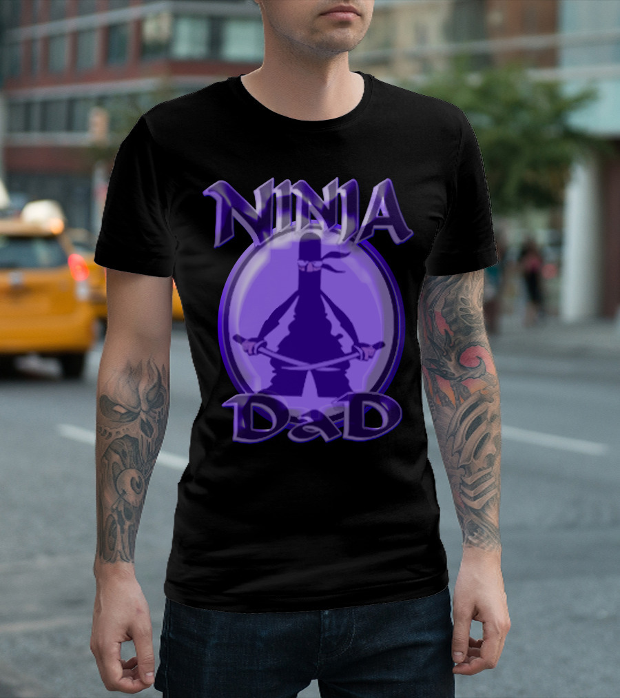 Ninja Dad Dual Sword Circle Shadow T-Shirt