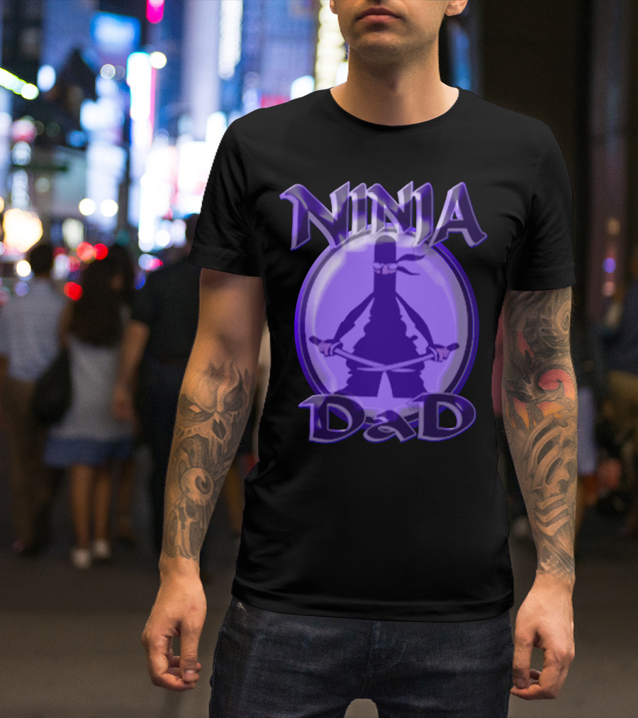 Ninja Dad Dual Sword Circle Shadow T-Shirt