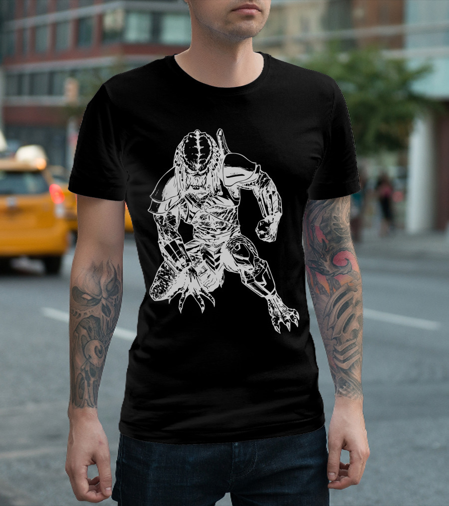 Predator 3W Alien Warrior Kneeling Pose T-Shirt