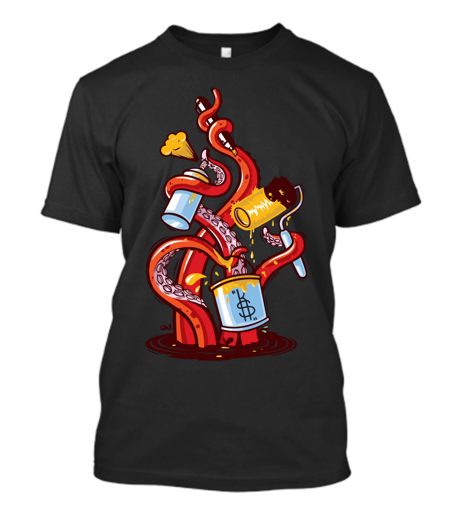 Angle Gravity Octopus Tentacles Paint Chaos T-Shirt