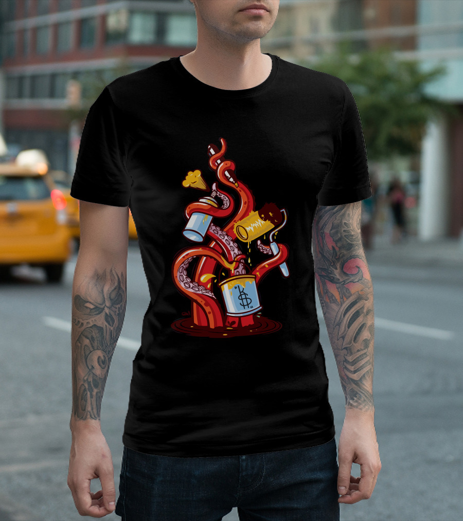 Angle Gravity Octopus Tentacles Paint Chaos T-Shirt