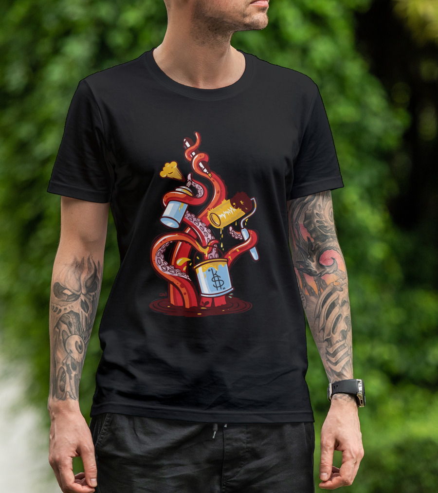 Angle Gravity Octopus Tentacles Paint Chaos T-Shirt