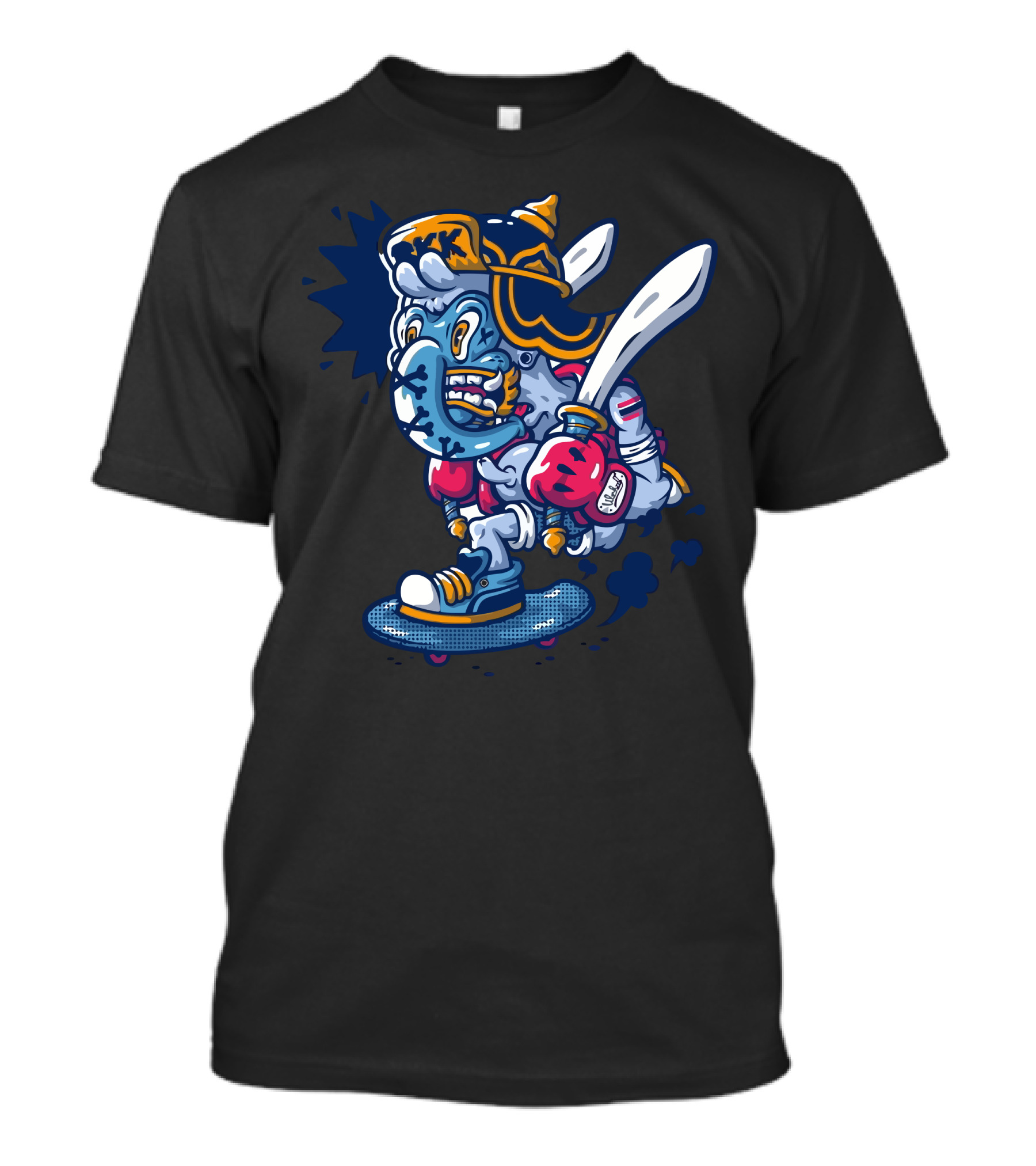 BKK Cartoon Character With Sword And Bat T-Shirt