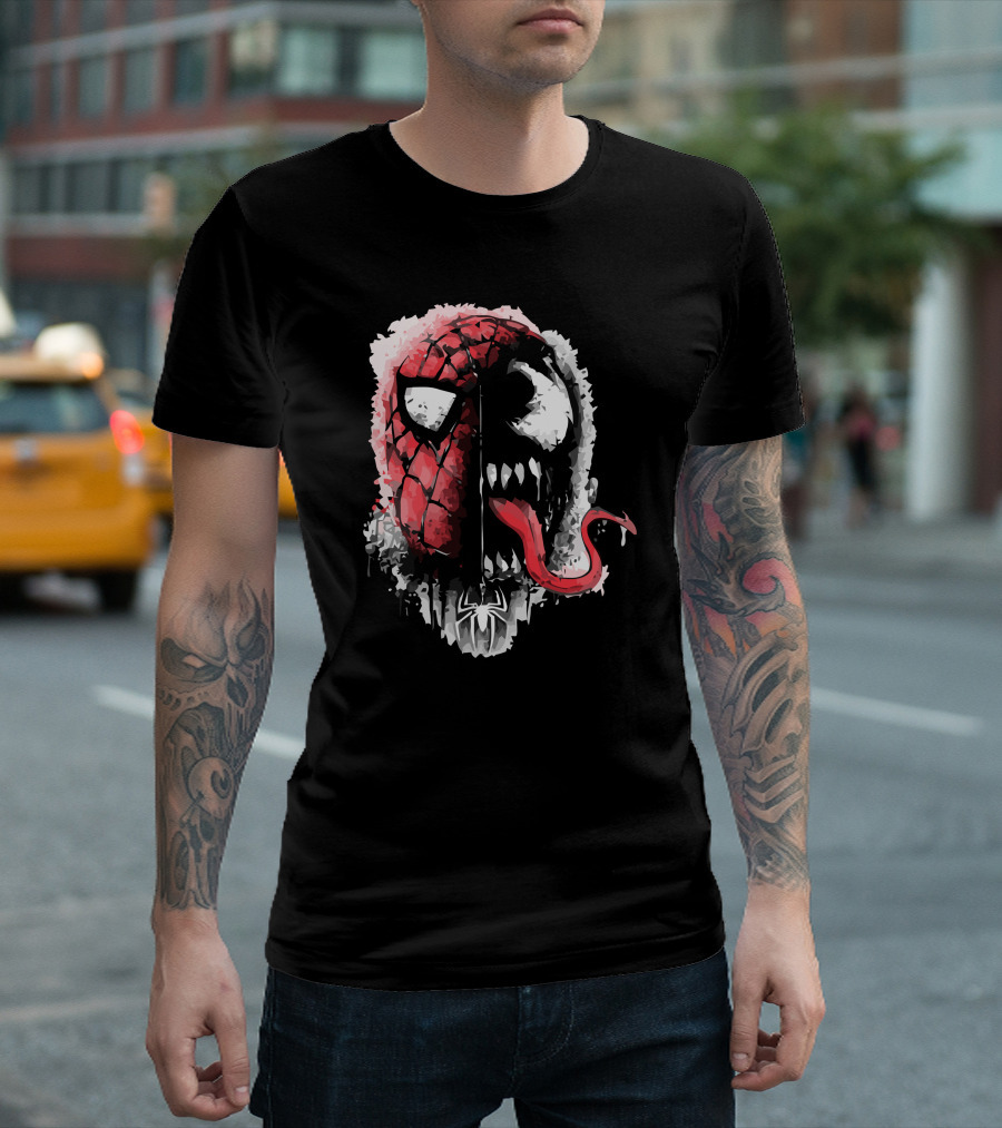 Spider-Man Venom Face Split Corruption T-Shirt