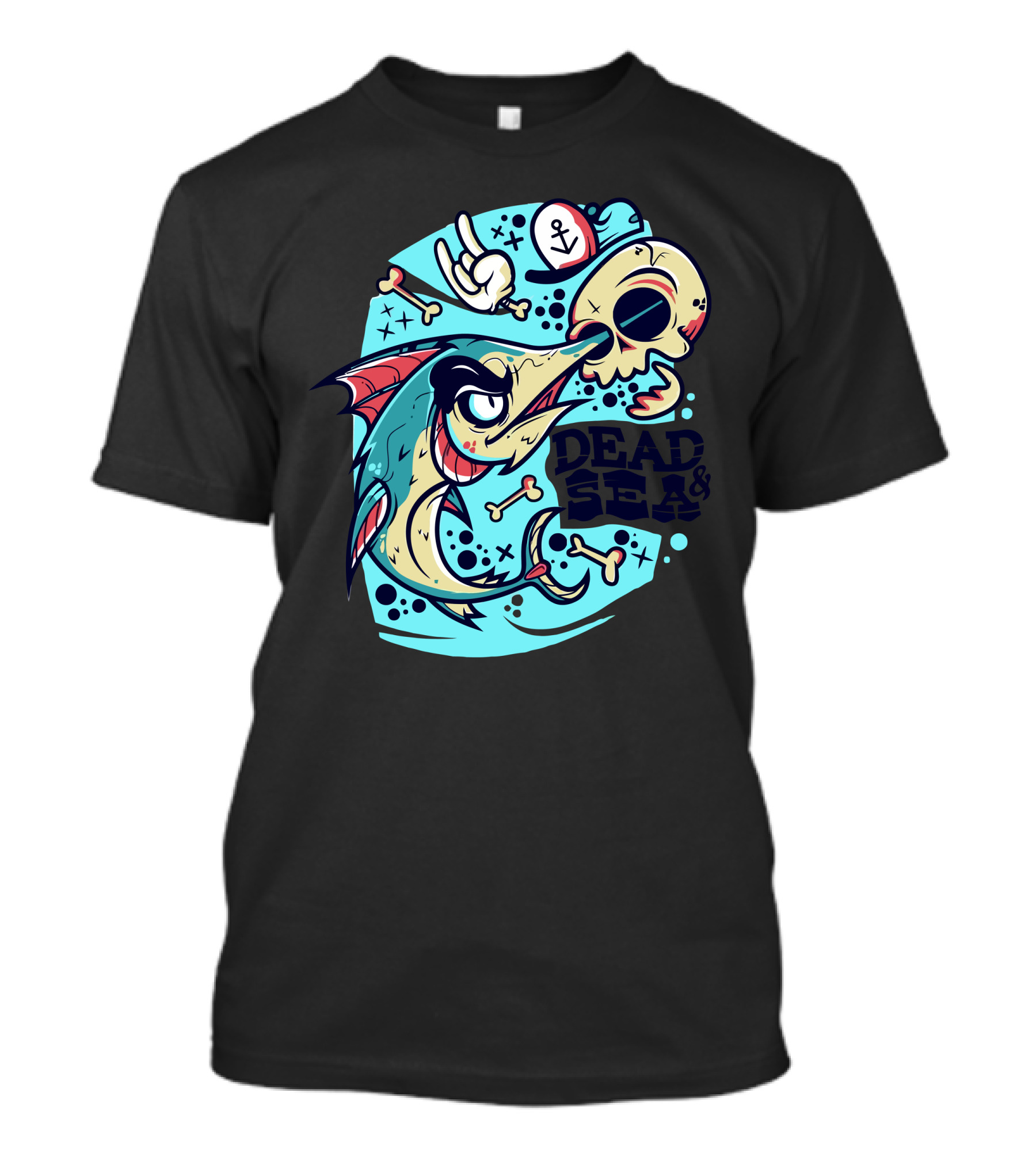 DEAD SEA Monster Fish Skeleton Anchor T-Shirt