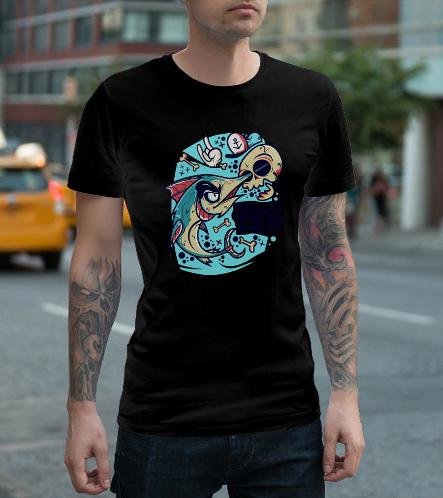DEAD SEA Monster Fish Skeleton Anchor T-Shirt