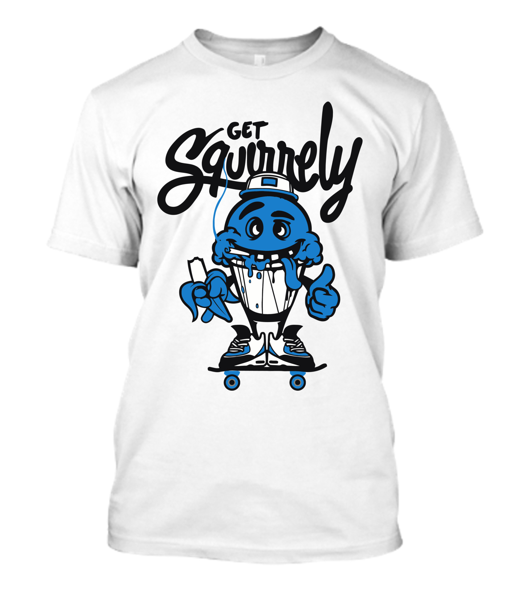 Get Squirrely Skateboard Character With Banana Thumbs Up T-Shirt