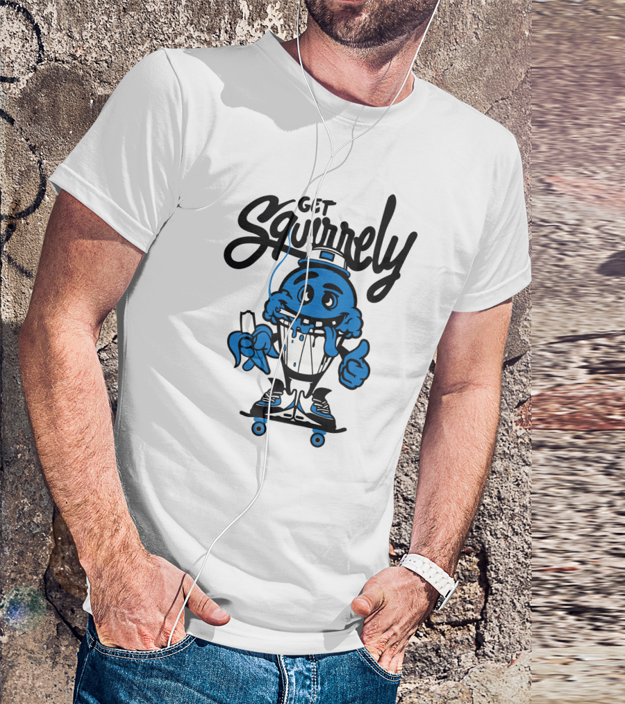 Get Squirrely Skateboard Character With Banana Thumbs Up T-Shirt